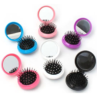 Inca - Folding Compact Hair Brush with Mirror